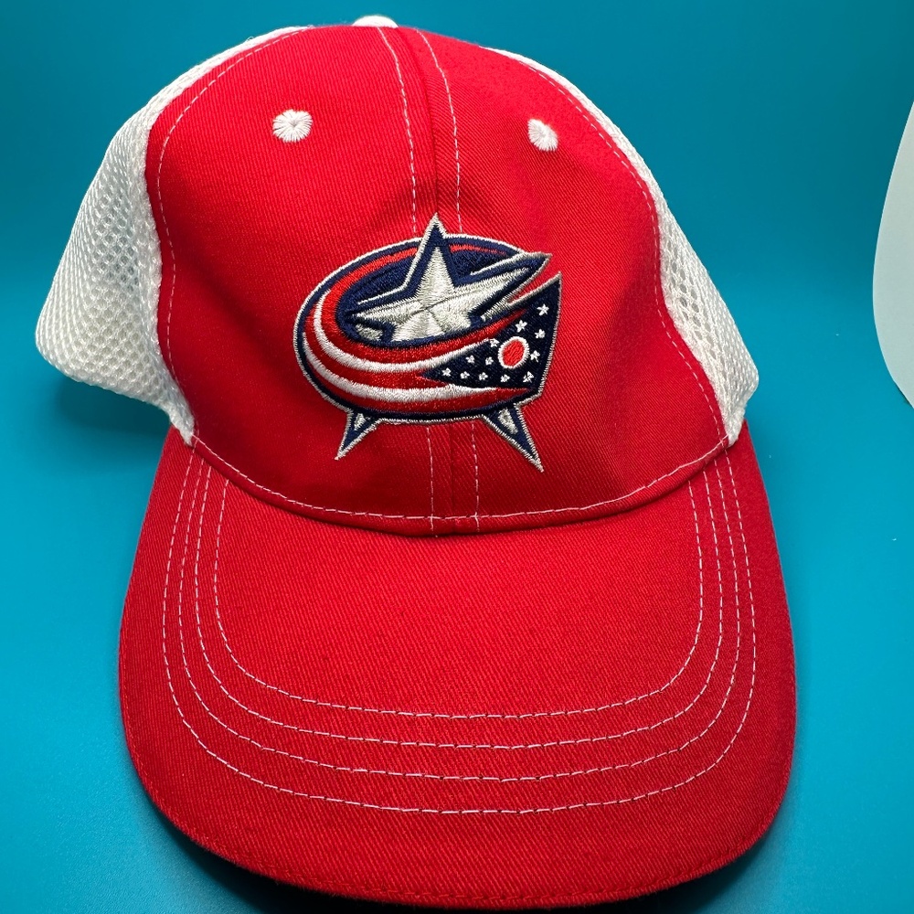 Columbus Blue Jackets Hat Baseball Cap Vintage Embroidered Logo Red NHL